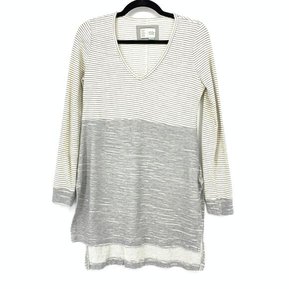 Anthropologie Tops - Anthropologie Top Saturday Sunday XS Gray Tunic Lightweight Stripes Long Sleeve